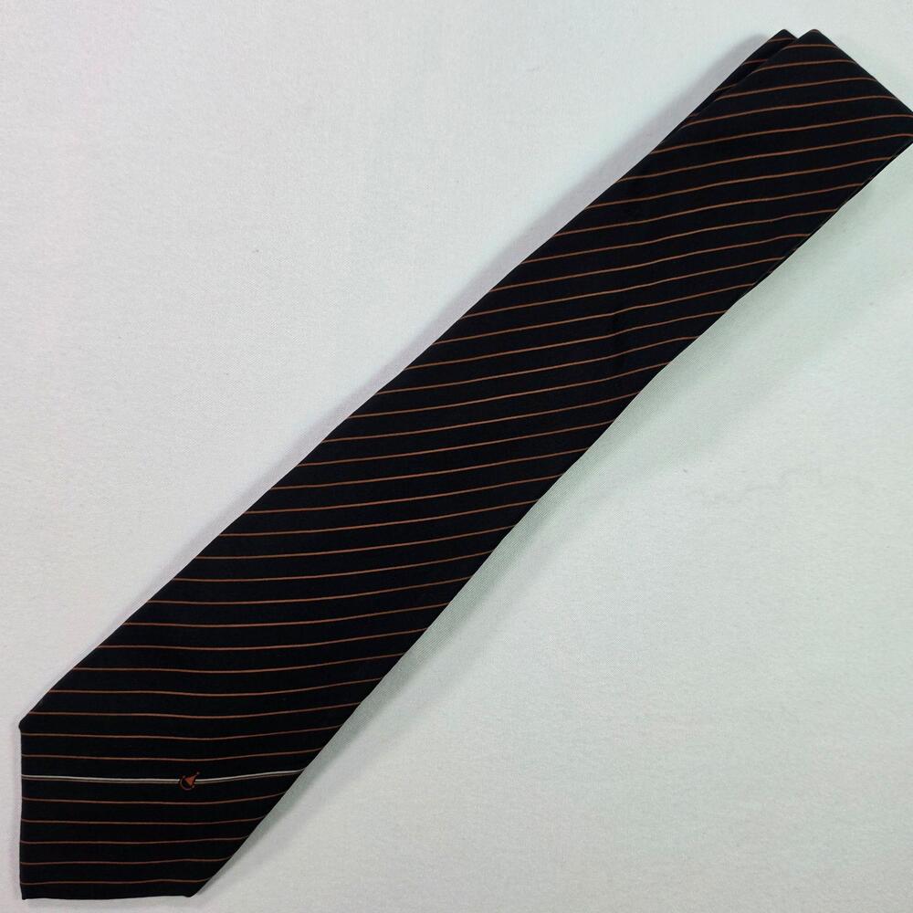 Gucci Tie Mens One Size Blue Silk Striped Logo Woven Made Italy Designer
